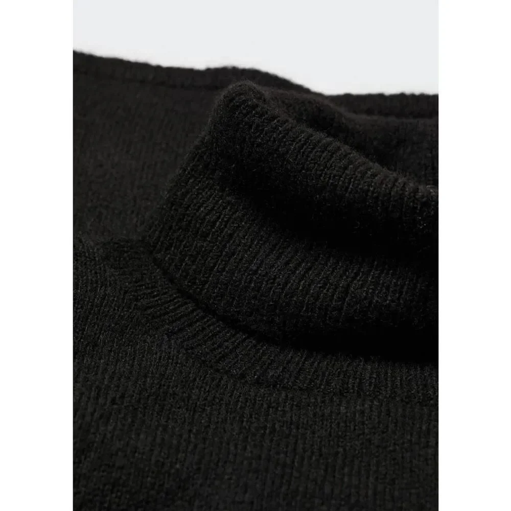 MNG Mango Women's Turtleneck Wool Blend senseicv Black Sweater Medium NWT